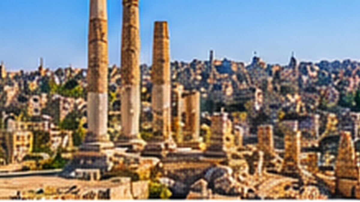 Ancient Amman Citadel columns overlooking the city