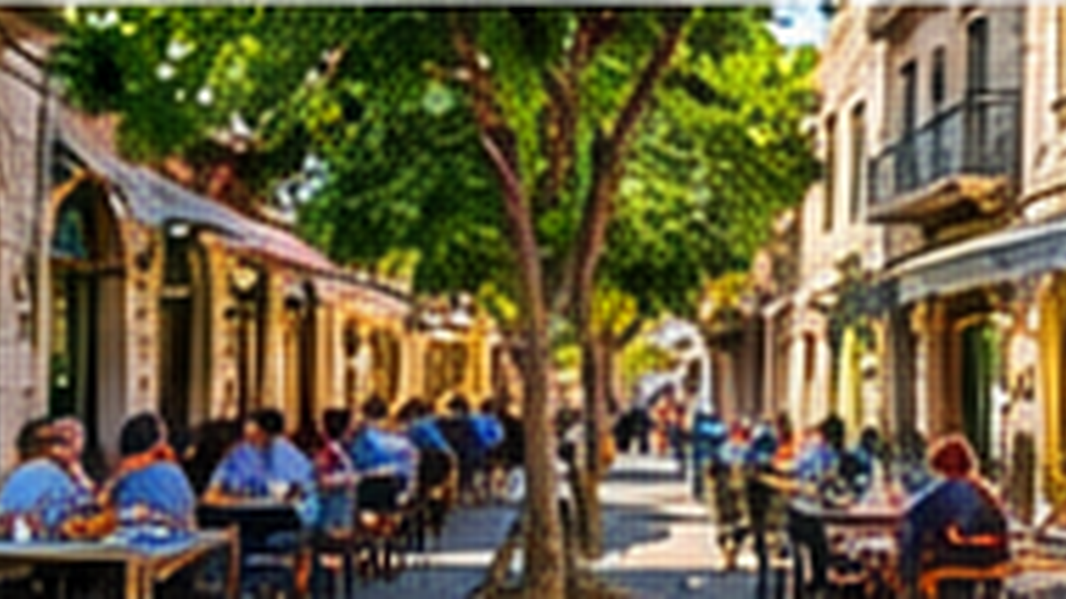 Rainbow Street cafes and limestone buildings in Amman