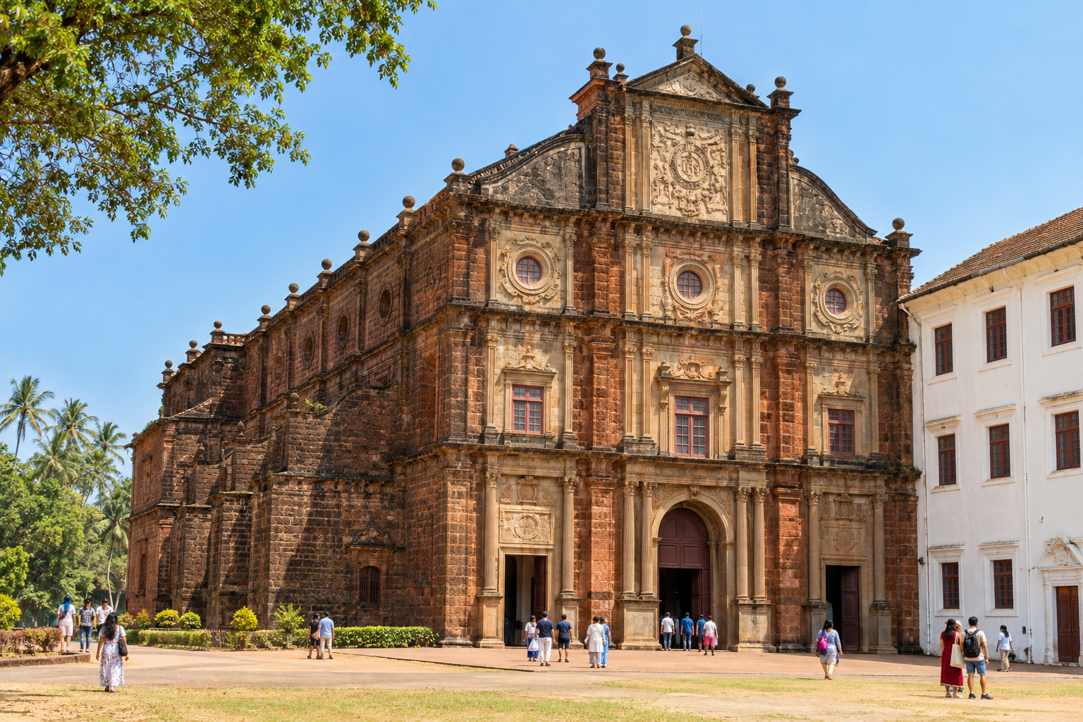 Laterite facade of the Basilica of Bom Jesus in Old Goa